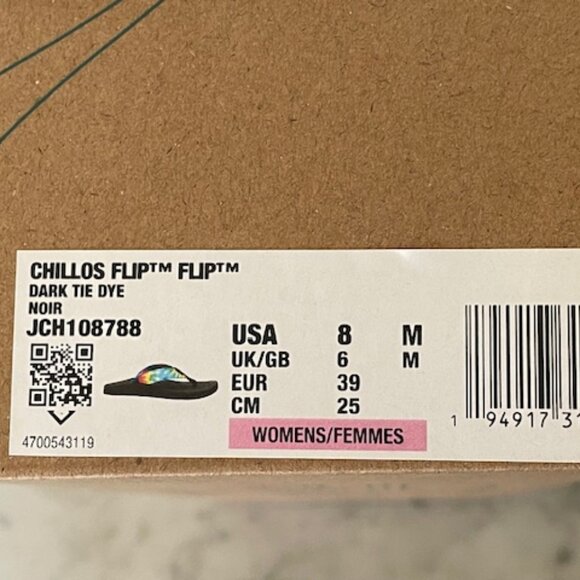 CHACO Chillos Flip Flop Dark Tie Dye Noir 8 M - Picture 14 of 16